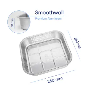 5 Pk Coppice Strong Aluminium Oven Tray for Baking, BBQ, Roasting & Serving 26 x 26 x 5cm. Freezer, Microwave & Oven Safe