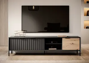 Sleek Rave TV Stand in Oak Artisan (H)540mm (W)2030mm (D)400mm - Contemporary Chic with MDF Ripple