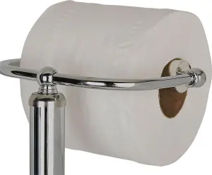 Chrome Metal Free Standing Toilet Roll Holder