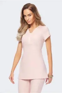 Sophisticated Tie-Back Beauty & Spa Tunic B212 - Women - Blush - Workwear - Bi-Stretch - Size 6 To 24