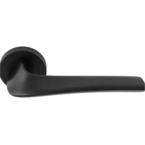 Premium Twisted Bar Door Handle Set - Matt Black Designer Lever On Round Rose