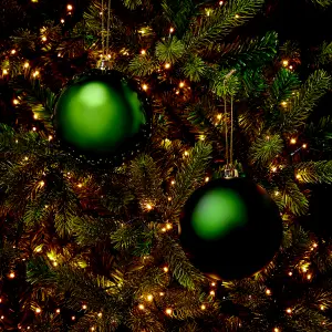 Dark Green Plastic Round Christmas bauble set, Set of 4 (D) 100mm