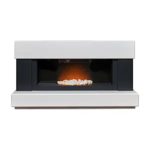 Adam Verona Fireplace Suite in Pure White & Charcoal Grey, 48 Inch