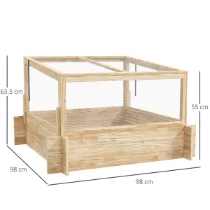 Outsunny Outdoor Raised Garden Bed with Cold Frame Greenhouse and Openable Top