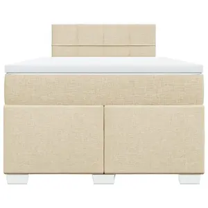 Berkfield Box Spring Bed with Mattress Cream 120x200 cm Fabric