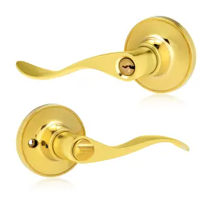 XFORT Cabriole Entrance Knob Set Polished Brass for Internal Doors