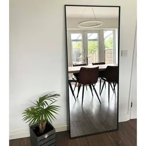 Metal Wall  & Leaner  Mirror in Black 165cm H x 56cm W