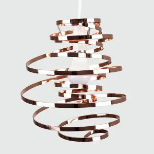 ValueLights Bensson Contemporary Copper Metal Double Ribbon Spiral Swirl Ceiling Light Pendant