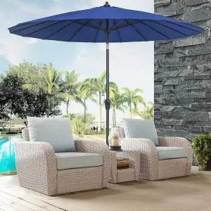 Costway 2.6 M Round Patio Sun Umbrella Outdoor Large Pulley Lift Market Umbrella