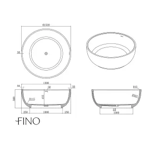 Lorenzo Freestanding Stone Bath 1500mm