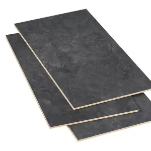 GoodHome Mambo Dark Grey Natural Slate effect Textured Click vinyl Tile, 2.23m²