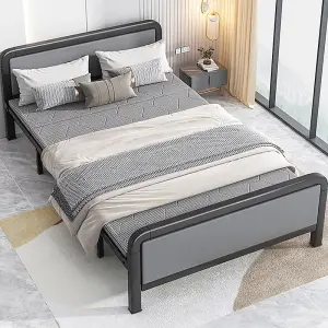 Grey Metal Steel Construction No-Assembly One-Piece Design Foldable Bed