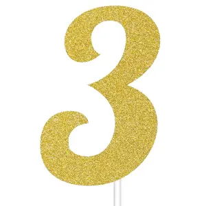 Creative Converting Glitter 3 Cake Topper Gold (One Size)