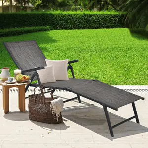 Costway 2Pcs Patio Foldable Chaise Lounge Chair Outdoor Portable Reclining Chair