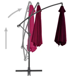 Berkfield Cantilever Umbrella with Aluminium Pole Bordeaux Red 300 cm