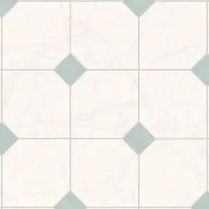 Cream Tile Effect Anti-Slip Vinyl Flooring For LivingRoom, Kitchen, 3.8mm Thick Vinyl Sheet-3m(9'9") X 2m(6'6")-6m²