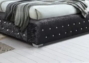 Birlea Grande Double Bed Black Crushed Velvet