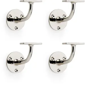 4 PACK - Heavy Duty Stair Handrail Bannister Bracket Arm Polished Nickel 82mm Proj Holder