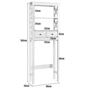 Costway Over The Toilet Space Saver Bathroom Organizer Storage Shelf w/2 Drawers