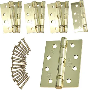 EAI - 4" Door Hinges & Screws G11 FD30/60 - 102x76x2.7mm Square - PVD Brass Pack of 4 Pairs