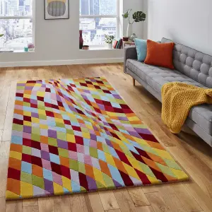 Prism PR101 Geometric Wool Rugs in Multicolour - 120x170cm