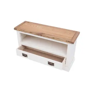 Cosenza Off White 1 Drawer TV Cabinet Brass Drop Handle