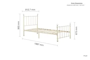 Birlea Jessica Single Bed Frame In Cream Metal 3FT