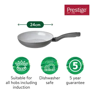 Prestige Earth Pan Grey Round Aluminium Induction Suitable Eco-Friendly Non-Stick Open Frying Pan 24cm