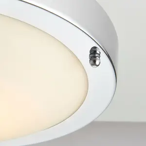 IP44 Outdoor Dimmable Bulkhead Light Chrome Plate Bathroom Flush Ceiling Lamp