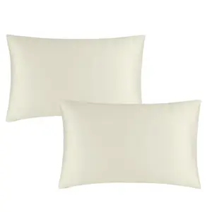 Catherine Lansfield Pillowcases Silky Soft Satin Standard 50x75cm Pack of 2 Pillow cases with envelope closure Champagne Gold