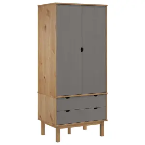 Wardrobe OTTA Brown and Grey 76.5x53x172 cm Solid Wood Pine