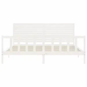 Berkfield Bed Frame with Headboard White 200x200 cm Solid Wood