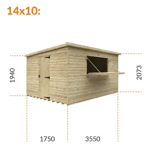 14ft x 10ft (4150mm x 2950mm) Horsforth Elite Pressure Treated Shiplap Pent Bar Shed