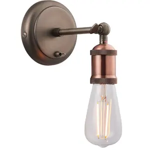 Dimmable LED Wall Light Industrial Aged Copper Adjustable Lamp Lighting Fitting