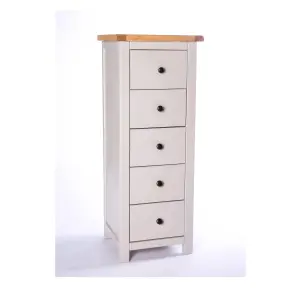 Argenta 5 Drawer Narrow Chest of Drawers Brass Knob