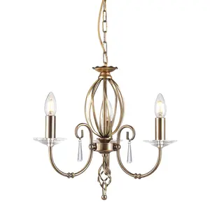 Elstead Aegean Chandelier 3 Light Aged Brass Finish, E14