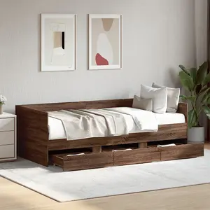 Berkfield Daybed with Drawers without Mattress Brown Oak 100x200 cm