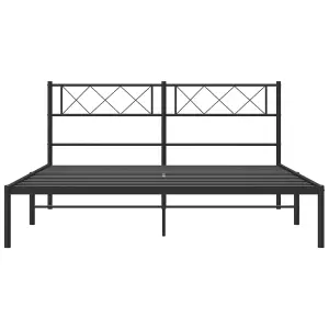 Berkfield Metal Bed Frame with Headboard Black 5FT King Size