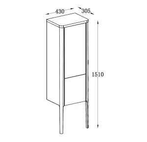 Sutton Grey Floor Standing Tall Bathroom Storage Cabinet (H)1510mm (W)430mm