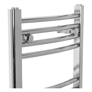 Rinse Bathrooms Curved Electric Heated Towel Rail Pre-filled Thermostatic Bathroom Towel Radiator Chrome 700x400mm 150W