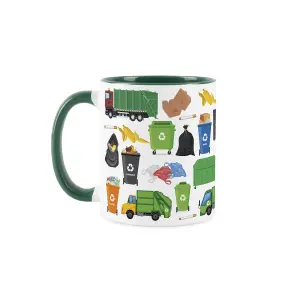 Waste Operative Mug - Humorous Bin Man Worker Funny Novelty Gift - Tea/Coffee Hot Drinks Green Ceramic Cup Present