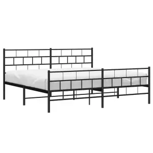 Berkfield Metal Bed Frame with Headboard and Footboard Black 183x213 cm