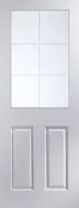 Geom Painted 2 panel 6 Lite Clear Glazed White Internal Door, (H)1981mm (W)762mm (T)35mm