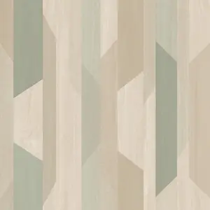 Grandeco Woodblock Geometric Kiruna Textured Wallpaper,  Beige Green