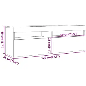 vidaXL TV Cabinet with LED Lights Concrete Grey 120x35x40 cm