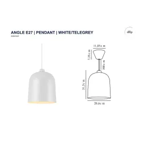 Nordlux Angle Dome Pendant Ceiling Light White/Telegrey E27