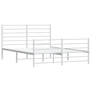 Berkfield Metal Bed Frame with Headboard and Footboard White 120x190 cm 4FT Small Double