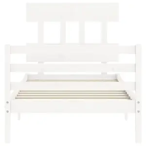 Berkfield Bed Frame with Headboard White 90x200 cm Solid Wood