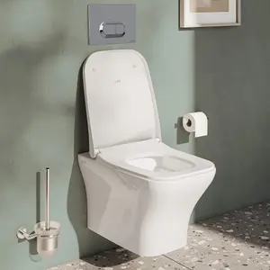 VitrA Koa White Slim Wall hung Square Toilet set with Soft close seat & Embedded cistern & frame