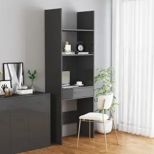 Berkfield Book Cabinet High Gloss Grey 60x35x180 cm Engineered Wood